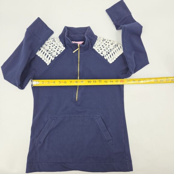Lilly Pulitzer Skipper Popover Top Womens XS Faded Blue  Shabby Chic Crochet - Picture 5 of 8